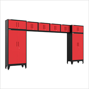 Red 8-Piece Garage Cabinet Set with Levelers