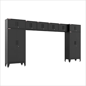 Black 8-Piece Garage Cabinet Set with Levelers