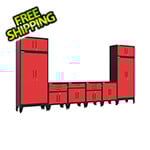 Armadillo Tough Red 8-Piece Garage Cabinet Set with Levelers