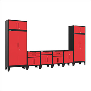 Red 8-Piece Garage Cabinet Set with Levelers