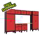 Armadillo Tough Red 10-Piece Garage Cabinet Set with Levelers and Casters