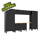 Armadillo Tough Black 10-Piece Garage Cabinet Set with Levelers and Casters