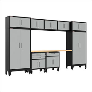 Grey 10-Piece Garage Cabinet Set with Levelers and Casters