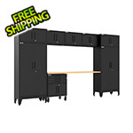 Armadillo Tough Black 9-Piece Garage Cabinet Set with Levelers and Casters