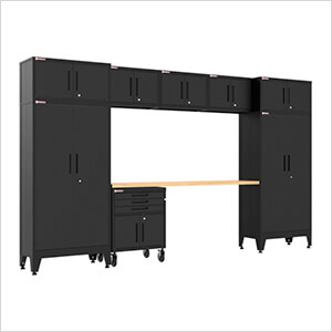 Black 9-Piece Garage Cabinet Set with Levelers and Casters