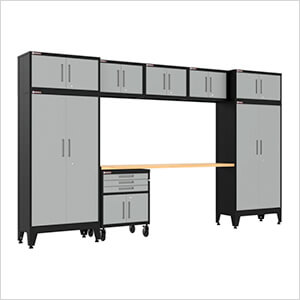 Grey 9-Piece Garage Cabinet Set with Levelers and Casters
