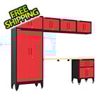 Armadillo Tough Red 7-Piece Garage Cabinet Set with Levelers and Casters