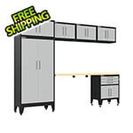Armadillo Tough Grey 7-Piece Garage Cabinet Set with Levelers and Casters