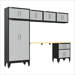 Grey 7-Piece Garage Cabinet Set with Levelers and Casters