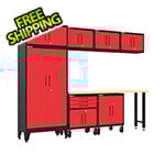 Armadillo Tough Red 8-Piece Garage Cabinet Set with Levelers and Casters