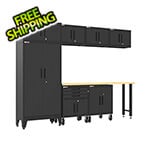 Armadillo Tough Black 8-Piece Garage Cabinet Set with Levelers and Casters