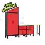 Armadillo Tough Red 5-Piece Garage Cabinet Set with Levelers and Casters