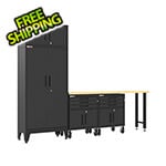 Armadillo Tough Black 5-Piece Garage Cabinet Set with Levelers and Casters