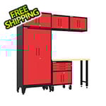Armadillo Tough Red 6-Piece Garage Cabinet Set with Levelers and Casters