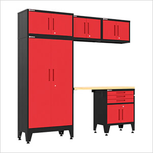 Red 6-Piece Garage Cabinet Set with Levelers