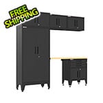 Armadillo Tough Black 6-Piece Garage Cabinet Set with Levelers