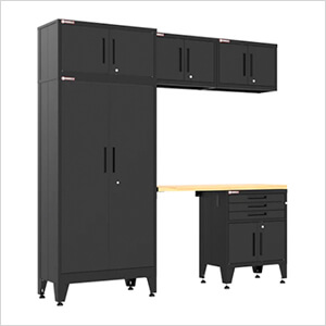 Black 6-Piece Garage Cabinet Set with Levelers