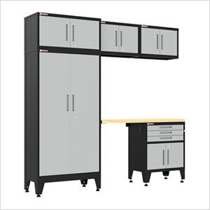 Grey 6-Piece Garage Cabinet Set with Levelers