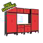 Armadillo Tough Red 9-Piece Garage Cabinet Set with Levelers and Casters