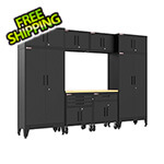 Armadillo Tough Black 9-Piece Garage Cabinet Set with Levelers and Casters