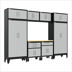 Grey 9-Piece Garage Cabinet Set with Levelers and Casters