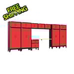 Armadillo Tough Red 13-Piece Garage Cabinet Set with Levelers and Casters
