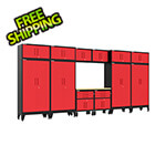 Armadillo Tough Red 13-Piece Garage Cabinet Set with Levelers and Casters