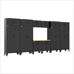 Black 13-Piece Garage Cabinet Set with Levelers and Casters