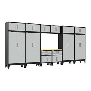 Grey 13-Piece Garage Cabinet Set with Levelers and Casters