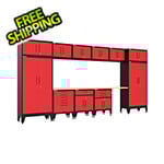 Armadillo Tough Red 13-Piece Garage Cabinet Set with Levelers