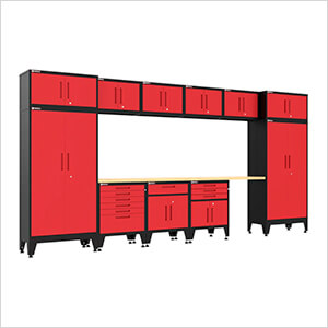 Red 13-Piece Garage Cabinet Set with Levelers