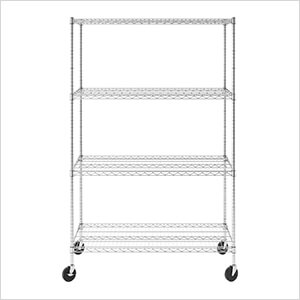NSF 4-Tier Wire Shelving Rack with Wheels - 48 x 72 x 24