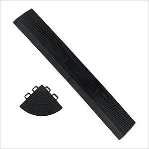 Black Garage Floor Tiles Edge and Corner Kit (Male - Pegged)