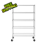 MonsterRax NSF 5-Tier Wire Shelving Rack with Wheels - 48 x 72 x 18