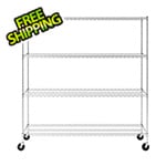 MonsterRax NSF 4-Tier Wire Shelving Rack with Wheels - 72 x 72 x 18
