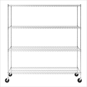 NSF 4-Tier Wire Shelving Rack with Wheels - 72x72x18-Inch