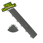 MonsterRax Grey Garage Floor Tiles Edge and Corner Kit (Female - Looped)