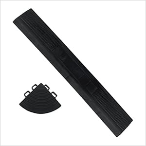 Black Garage Floor Tiles Edge and Corner Kit (Male - Pegged)