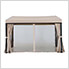 Wall Mounted 10 x 12 Steel Soft Top Gazebo with Netting and Curtains