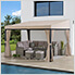 Wall Mounted 10 x 12 Steel Soft Top Gazebo with Netting and Curtains