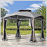 12 x 12 Steel Soft Top Gazebo with 2-Tier Canopy Roof, Ceiling Hook and Mesh Netting