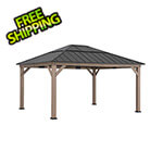 Sunjoy Group 13 x 15 Wooden Hardtop Gazebo with Polycarbonate Hip Roof