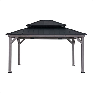 13 x 15 Wooden Hardtop Gazebo with 2-Tier Metal Roof