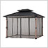 10 x 12 2-Tier Steel Hardtop Gazebo with Netting and LED Lights