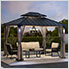 10 x 12 2-Tier Steel Hardtop Gazebo with Netting and LED Lights