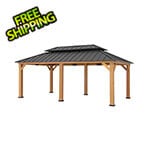 Sunjoy Group 12 x 20 Cedar Wood Hardtop Gazebo