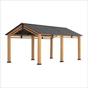 11 x 20 Cedar Wood Frame Carport Gazebo with Steel Roof
