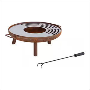 28-Inch Portable Fire Pit Grill with Stainless Steel Baking Sheet