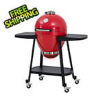Sunjoy Group 20-Inch Charcoal Kamado Grill with Pizza Stone and Wheels (Red)