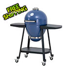 Sunjoy Group 20-Inch Charcoal Kamado Grill with Pizza Stone and Wheels (Blue)